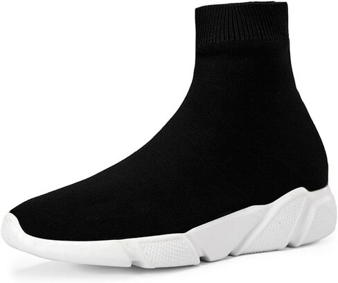 Knit Sock Sneakers, Slip-On Athletic Shoes, Breathable Lightweight Casual, Black in Saudi Arabia