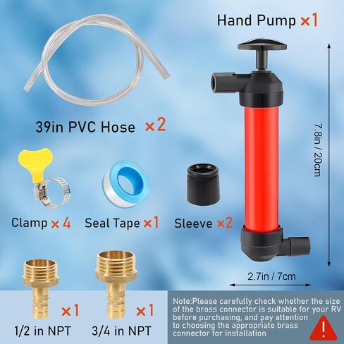 RV Antifreeze Hand Pump Kit, Multi-Use Siphon Pump Kit with 2 Connectors and 4 Clamps, RV Winterizing Kit for Gasoline, Liquid and RV Antifreeze for Winterizing in Saudi Arabia