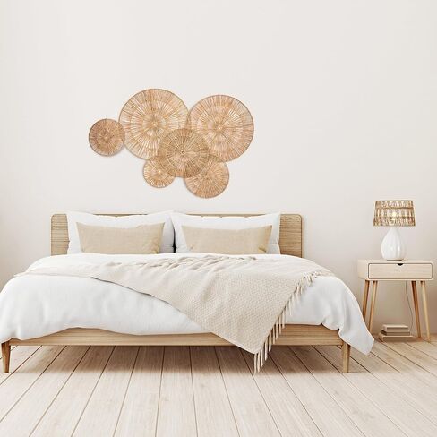 KOLWOVEN 29 Inch Wicker Wall Decor, Set of 3 Wall Basket Decor Diameter 29",23",18",Woven Wall Decor, Boho Wall Decor, Wall Decor Above Bed for Bedroom, Living Room or Dining Room in Saudi Arabia