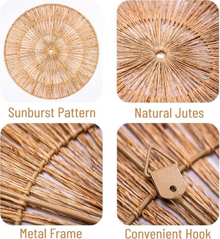 KOLWOVEN 29 Inch Wicker Wall Decor, Set of 3 Wall Basket Decor Diameter 29",23",18",Woven Wall Decor, Boho Wall Decor, Wall Decor Above Bed for Bedroom, Living Room or Dining Room in Saudi Arabia