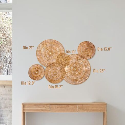 KOLWOVEN 29 Inch Wicker Wall Decor, Set of 3 Wall Basket Decor Diameter 29",23",18",Woven Wall Decor, Boho Wall Decor, Wall Decor Above Bed for Bedroom, Living Room or Dining Room in Saudi Arabia