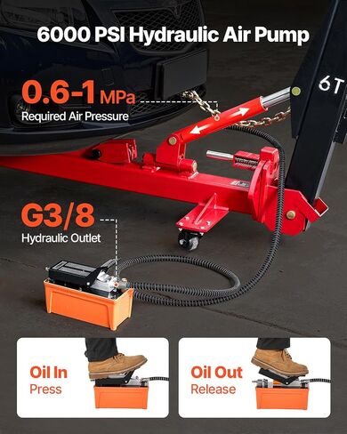 VEVOR Auto Body Frame Puller Straightener, 6T Tension Car Body Repair Equipment with 6000PSI Hydraulic Foot Pump & Swivel Post, Includes 16 Straightening Tools, for Auto Repair Shop, Sedan SUV Pickup in Saudi Arabia