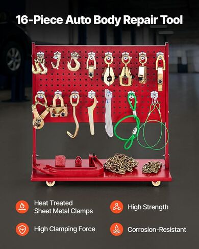 VEVOR Auto Body Frame Puller Straightener, 6T Tension Car Body Repair Equipment with 6000PSI Hydraulic Foot Pump & Swivel Post, Includes 16 Straightening Tools, for Auto Repair Shop, Sedan SUV Pickup in Saudi Arabia
