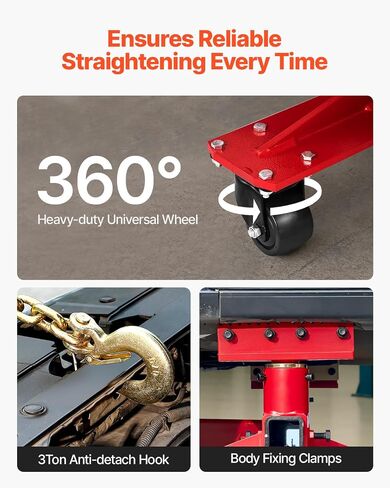 VEVOR Auto Body Frame Puller Straightener, 6T Tension Car Body Repair Equipment with 6000PSI Hydraulic Foot Pump & Swivel Post, Includes 16 Straightening Tools, for Auto Repair Shop, Sedan SUV Pickup in Saudi Arabia