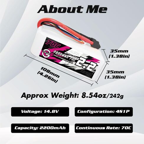 CNHL 2200mAh 6S Lipo Battery 22.2V 70C with XT60 Plug for RC Car Airplane Truck Boat Buggy Heli Airplane Drone (2 Packs) in Kuwait