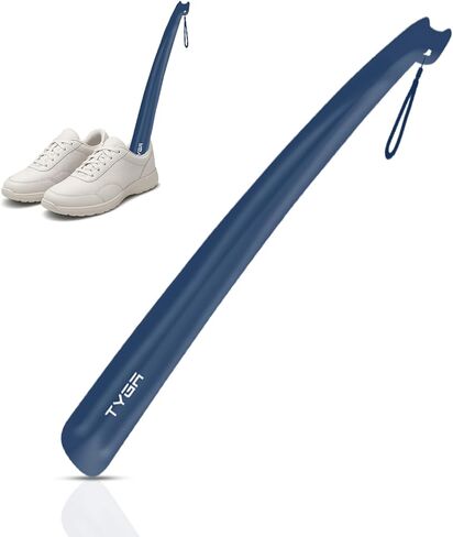 TYGA لبيسة حذاء طويلة بمقبض طويل 17 بوصة 43 سم - لبيسة حذاء بلاستيكية للرجال والنساء مع قبضة مريحة - لبيسة أحذية طويلة مرنة لكبار السن (أزرق) (عبوة من 1) in Kuwait