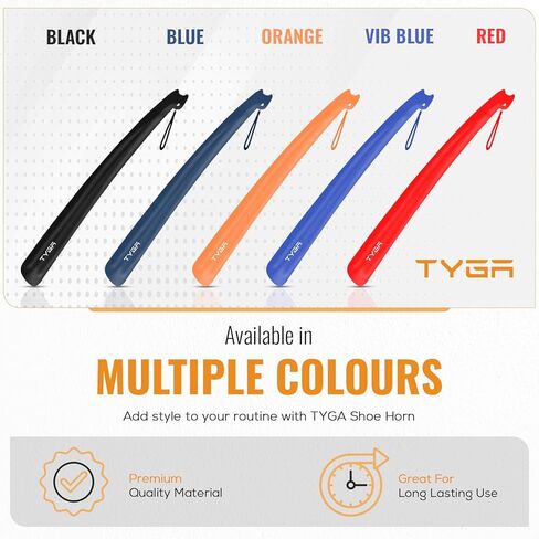 TYGA لبيسة حذاء طويلة بمقبض طويل 17 بوصة 43 سم - لبيسة حذاء بلاستيكية للرجال والنساء مع قبضة مريحة - لبيسة أحذية طويلة مرنة لكبار السن (أزرق) (عبوة من 1) in Kuwait