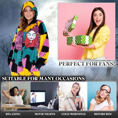 Disney The Nightmare Before Christmas One Piece Pajamas for Women, Teens, Fleece Jumpsuit With Hood, for Women in Saudi Arabia