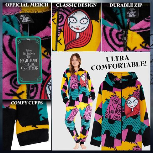 Disney The Nightmare Before Christmas One Piece Pajamas for Women, Teens, Fleece Jumpsuit With Hood, for Women in Saudi Arabia