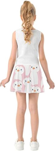 High-Waist Toddler Skirts Pink Cute Cartoon Penguins Girls' Athletic Skorts for Running X-Small in Kuwait
