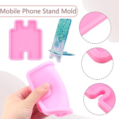 MIYAHOUSE قوالب الراتنج قبضة الهاتف قوالب السيليكون مقبس الهاتف راتنجات الايبوكسي قوالب الصب DIY بها بنفسك الراتنج صب المجوهرات صنع شارة بكرة قالب مجموعة من 4 in Kuwait