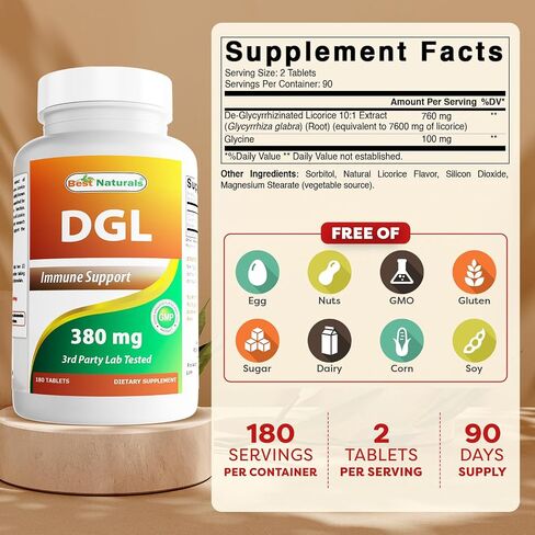 Best Naturals DGL Chewable 380 mg 180 Tablets in Saudi Arabia