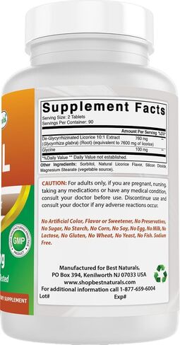 Best Naturals DGL Chewable 380 mg 180 Tablets in Saudi Arabia