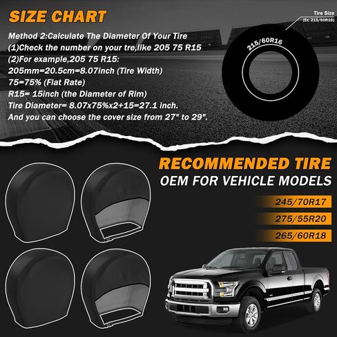 يغطي إطارات PVC 4pcs متوافق مع 2015-2020 Ford F-150 ، أغطية العجلات الثقيلة في جميع الأحوال الجوية لمدة 32-33 بوصة in Kuwait
