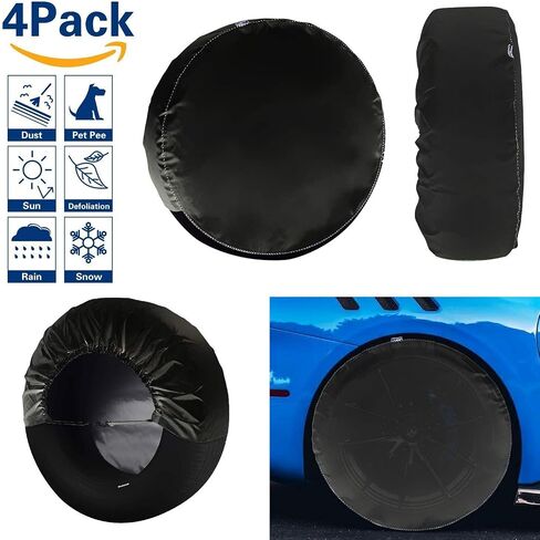 Mr.You Spare Tire Cover for Trailers-Tire Covers 4 Pack,Four Layers Tire Covers Set of 4 for Rv Travel Trailer Wheel (Black, Outer tire Diameter:28'') in Saudi Arabia