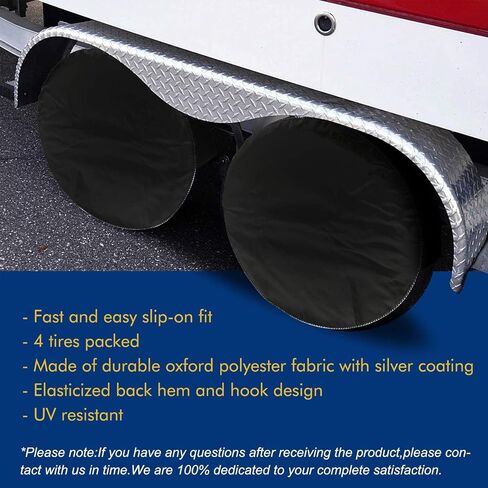 Mr.You Spare Tire Cover for Trailers-Tire Covers 4 Pack,Four Layers Tire Covers Set of 4 for Rv Travel Trailer Wheel (Black, Outer tire Diameter:28'') in Saudi Arabia
