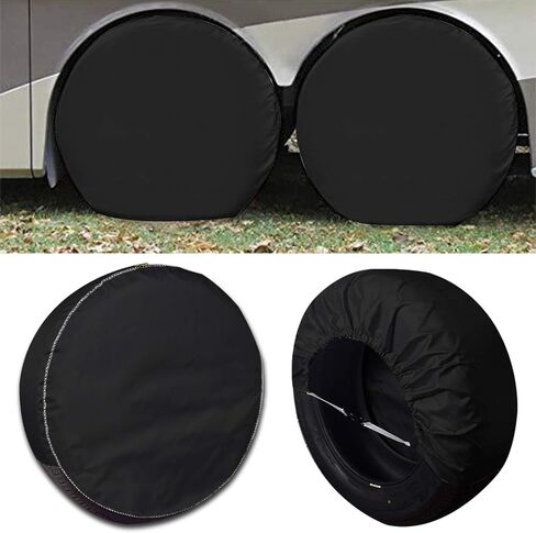 Mr.You Spare Tire Cover for Trailers-Tire Covers 4 Pack,Four Layers Tire Covers Set of 4 for Rv Travel Trailer Wheel (Black, Outer tire Diameter:28'') in Saudi Arabia