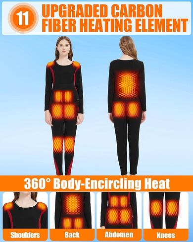 Heated Underwear - Women and Men Elastic Heated Thermal Underwear Pants Set, Upgraded 7.4V 2PCS Battery Pack in Kuwait