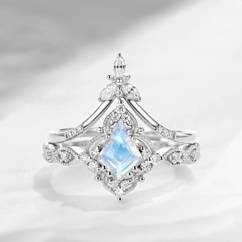 10K 14K 18K Gold Kite Cut Gemstone Vintage Rings for Women 1.5 Carat Gemstone Wedding Ring Set for Women 925 Sterling Silver Promise Bridal Engagement Anniversary Rings for Her White Yellow Rose Gold in Kuwait