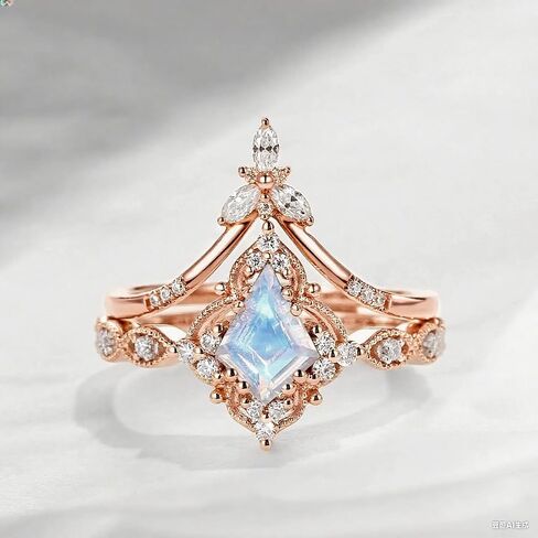 10K 14K 18K Gold Kite Cut Gemstone Vintage Rings for Women 1.5 Carat Gemstone Wedding Ring Set for Women 925 Sterling Silver Promise Bridal Engagement Anniversary Rings for Her White Yellow Rose Gold in Kuwait