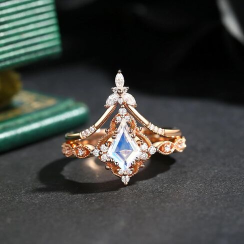 10K 14K 18K Gold Kite Cut Gemstone Vintage Rings for Women 1.5 Carat Gemstone Wedding Ring Set for Women 925 Sterling Silver Promise Bridal Engagement Anniversary Rings for Her White Yellow Rose Gold in Kuwait