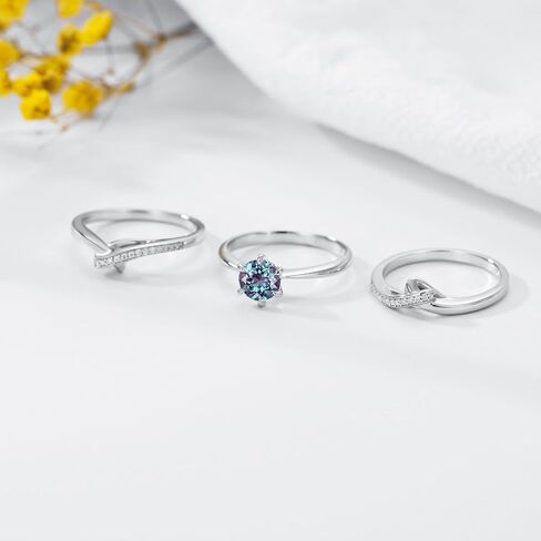 Gemstone Engagement Ring Set for Women 10K 14K 18K Solid Gold Gemstone Bridal Wedding Ring Set Wedding Band 3 Piece Wedding Ring Sets for Her Anniversary Promise Rings in Kuwait