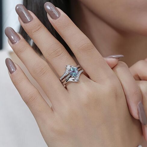 Gemstone Engagement Ring Set for Women 10K 14K 18K Solid Gold Gemstone Bridal Wedding Ring Set Wedding Band 3 Piece Wedding Ring Sets for Her Anniversary Promise Rings in Kuwait