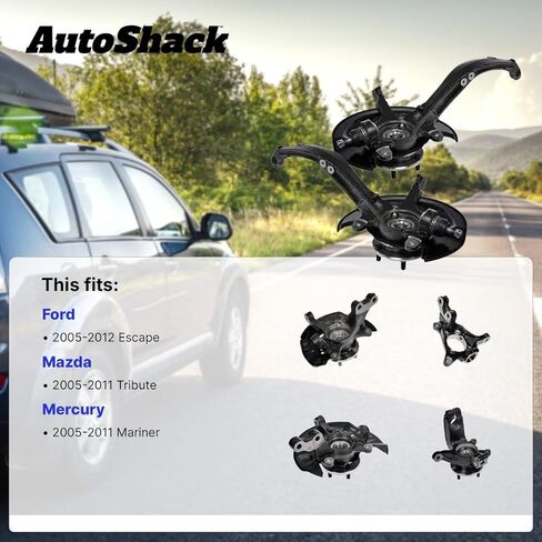 AutoShack Front Left Steering Knuckle for 2005-2012 Ford Escape 2005-2011 Mercury Mariner Mazda Tribute 2.5L 3.0L V6 4WD FWD | Driver Side | 5-Lug | Wheel Bearing Hub Assembly Replacement KN798407 in Saudi Arabia