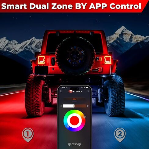 8 قرون 9 جوانب أضواء موسيقى الروك RGB ، APP/2 التحكم عن بعد مصابيح LED LED Underglow متوافقة مع شاحنات 12V Jeep UTV ATV Golf Cart Off Road ، إشارة الفرامل ، مقاومة للماء ، وضع الموسيقى ، التوصيل والتشغيل ، متعدد الألوان in Kuwait