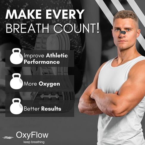 OxyFlow Nasal Strips for Breathing- for Sensitive Skin, Nose Strips for Snoring, Nasal Congestion Relief, Nasal Tape, Breathe Right, Athletic Nasal Strips, Extra Strength, Universal Fit. in Saudi Arabia
