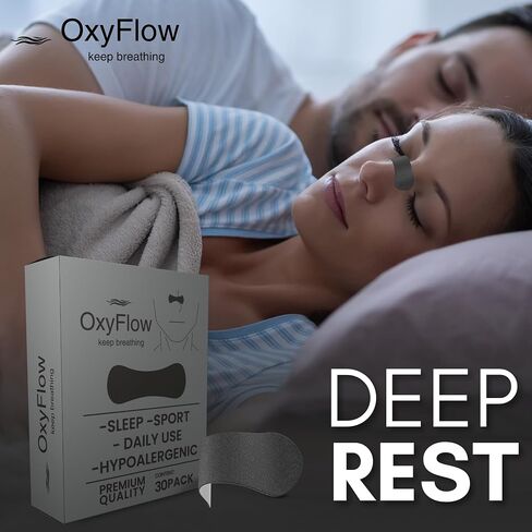 OxyFlow Nasal Strips for Breathing- for Sensitive Skin, Nose Strips for Snoring, Nasal Congestion Relief, Nasal Tape, Breathe Right, Athletic Nasal Strips, Extra Strength, Universal Fit. in Saudi Arabia