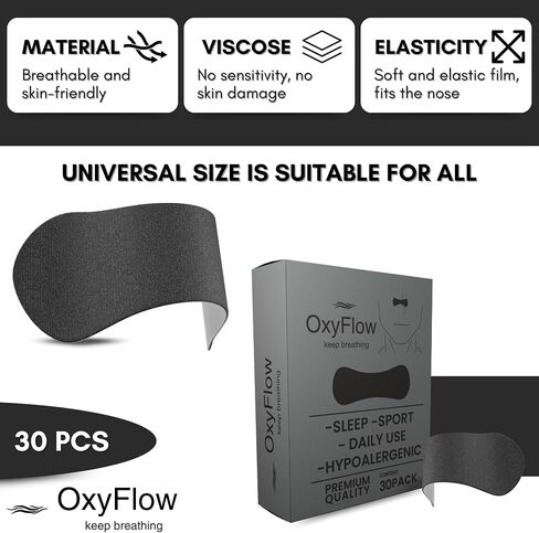 OxyFlow Nasal Strips for Breathing- for Sensitive Skin, Nose Strips for Snoring, Nasal Congestion Relief, Nasal Tape, Breathe Right, Athletic Nasal Strips, Extra Strength, Universal Fit. in Saudi Arabia
