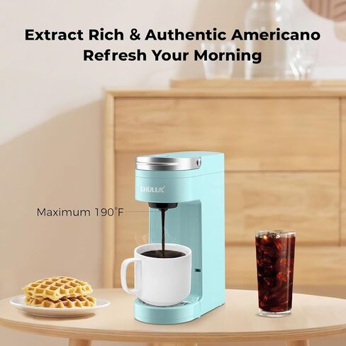 ماكينة صنع القهوة النحيفة ذات الخدمة الواحدة من تشولوكس لكبسولات الأكواب والقهوة المطحونة، ماكينة صنع القهوة بكوب واحد تناسب أكواب السفر مقاس 7.3 بوصة، ماكينة القهوة بأحجام المشروب من 6 إلى 12 أونصة in Kuwait