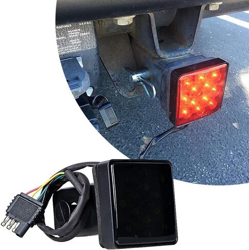 Trailer Hitch Receiver Cover with 15-LED Tailight Brake Stop Light fit 2" Receiver in Saudi Arabia