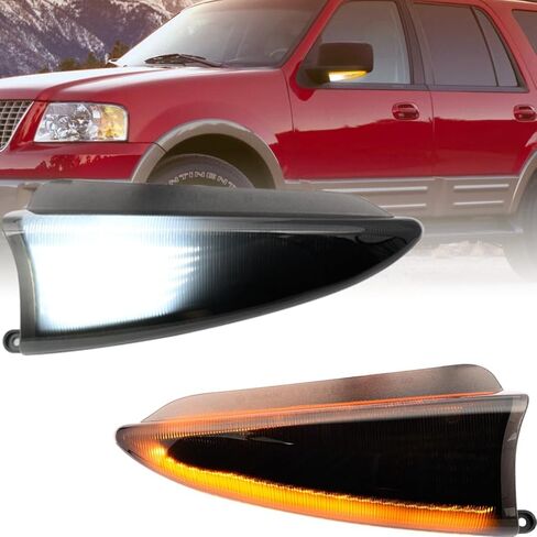 NJSBYL Lens Side Side Mirror Puddle Lights لعام 2003 2004 2005 2006 F-Ord Expedition و Lincoln Navigator Amber LED LED LAFT LISED LIME in Saudi Arabia