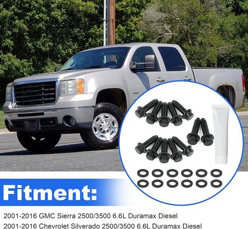 Up Pipe Bolt Set 12 for 2001-2016 GMC Sierra 2500/3500 Duramax,2001-2016 Chevrolet Silverado 2500/3500 6.6L LBY LLY LBZ LMM LML Duramax Diesel in Saudi Arabia