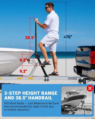 خطوات مقطورة القوارب مع درابزين القوارب الثقيلة سلم خطوة الصعود إلى اللسان 2 خطوات in Kuwait