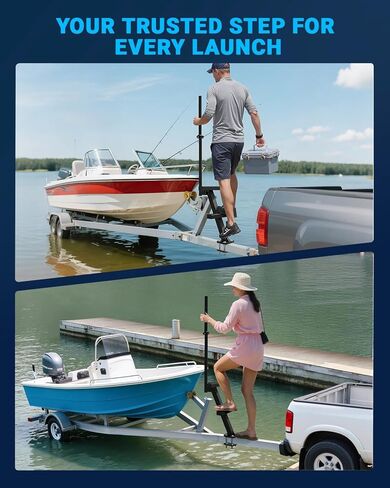 خطوات مقطورة القوارب مع درابزين القوارب الثقيلة سلم خطوة الصعود إلى اللسان 2 خطوات in Kuwait