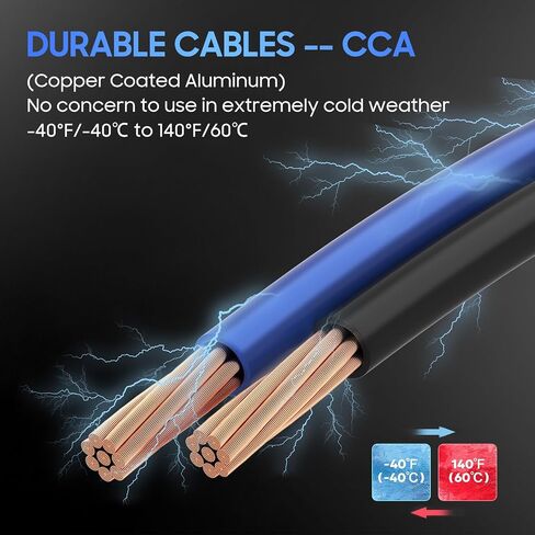 Heavy Duty Jumper Cables, 0 Gauge 30 Feet 1000Amp Automotive Booster Cables for 12V & 24V Cars, SUVs and Trucks, Jumper Cables Kit with Carry Bag (0AWG x 30Ft) in Saudi Arabia