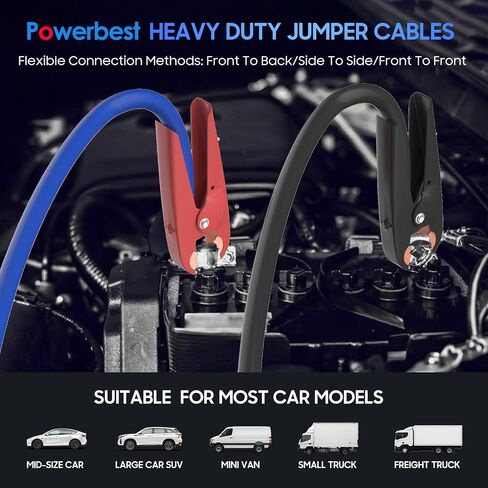 Heavy Duty Jumper Cables, 0 Gauge 30 Feet 1000Amp Automotive Booster Cables for 12V & 24V Cars, SUVs and Trucks, Jumper Cables Kit with Carry Bag (0AWG x 30Ft) in Saudi Arabia