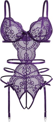Avidlove Women's Deep v Teddy Lingerie Sexy Lace Bodysuit قطعت مجموعات الملابس الداخلية الرباط in Saudi Arabia