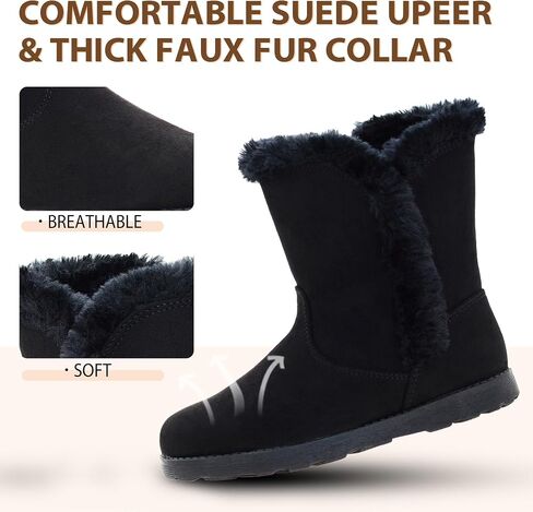 LseLom Girls Snow Boots Warm Faux Fur Lined Winter Boots with Non-Slip Sole Waterproof Cute Lightweight Ankle Bootie for Toddler/Little Big Kids in Kuwait