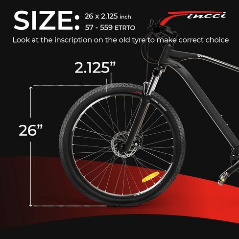 مجموعة Fincci مقاس 26 × 2.125 إطارات دراجة 57-559 قابلة للطي مع أنابيب داخلية لصمام شريدر لدراجة الدراجة الجبلية الهجينة في المدينة in Saudi Arabia