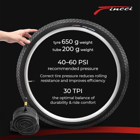 مجموعة Fincci مقاس 26 × 2.125 إطارات دراجة 57-559 قابلة للطي مع أنابيب داخلية لصمام شريدر لدراجة الدراجة الجبلية الهجينة في المدينة in Saudi Arabia