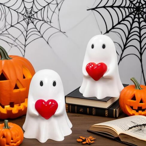 Halloween Decorations Ghost Figurine - 3 in Spooky & Cute Ghost Statue, Halloween Ghost Figurines for Home, Office, Desk Decor, Cute Ghost Decor Home Decor Indoor (Small) in Saudi Arabia
