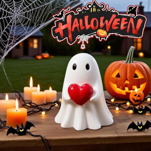 Halloween Decorations Ghost Figurine - 3 in Spooky & Cute Ghost Statue, Halloween Ghost Figurines for Home, Office, Desk Decor, Cute Ghost Decor Home Decor Indoor (Small) in Saudi Arabia