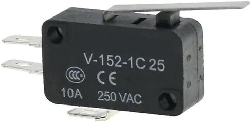 CHZJTTDQ V-154-1C25 MICRO LIMIT SWITCH ، Black ، 10A 250VAC ، ACTIONARY ACTION ، SILVER CATING ، CE معتمد (V 152 1C25) in Kuwait