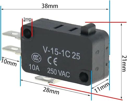 V-15 Series Series Micro Limit Switch ، 10A 250VAC ، جهات اتصال فضية (V 153 1C25) in Saudi Arabia