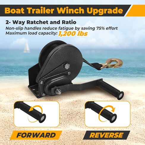 Adjustable Boat Trailer Winch Stand with 1200LB Winch & Roller, Fits 3" W x 4" H Trailer Drawbar, Boat Trailer Winch Mount for Fishing Boats & Motorboats in Kuwait