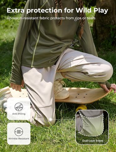 PATPAT Kids Hiking Pants – Quick-Dry Waterproof Pants for Boys Girls Casual Outdoor, with Reinforced Knees, Cinchable Ankles in Saudi Arabia